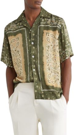 Reiss Vicente Camp Shirt in Sage Green at Nordstrom, Size Xx-Large