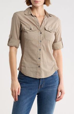 James Perse Three-Quarter Sleeve Button-Up Shirt in Overcast at Nordstrom Rack, Size 0