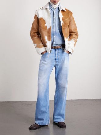 Golden Bear Sportswear The Stockton Leather-Trimmed Cow-Print Calf Hair Jacket