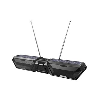 OEM Altavoz Est&eacute;reo Solar Inal&aacute;mbrico Con Doble Antena Para Uso En Exteriores, Ranura Para Tarjeta Tf, Radio Fm Y Cargador Usb Para Tel&eacute;fono, Color Negro