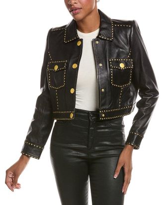 L'agence LAgence Winsome Crop Studded Leather Jacket
