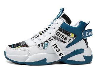 Generic Mens Lightweight High Top Basketball Shoes Breathable Durable Sports Running Boots Walking Shoes(Blue,4.5 UK)