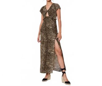 Oasis Tiger Print Slit Maxi Dress In Beige
