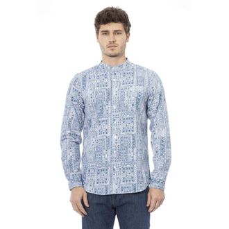 Baldinini Blue Cotton Long Sleeve Mens T-Shirt