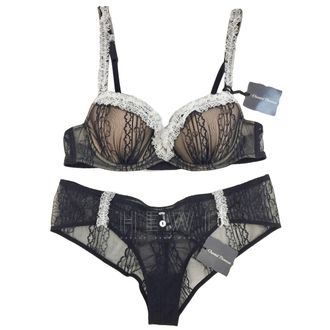 Chantal Thomass Tulle & Lace Frill Half Cup Bra & Brief Set Size S