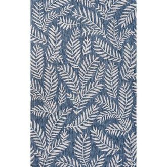 Jonathan Y Designs Nevis Palm Frond Indoor/Outdoor Area Rug in Navy/ivory at Nordstrom, Size 2Ft 0In X 8Ft 0In