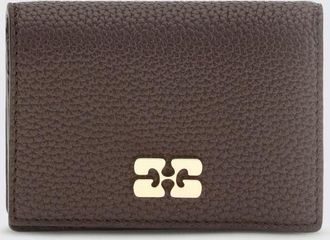 Ganni Portafoglio in pelle riciclata con patta e logo Butterfly