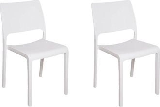 Dmora Dmora - Conjunto De 2 Sillas De Exterior Cereseto, Asiento De Jard&iacute;n, Para Interior O Exterior, Apilable, Fabricado En Italia, 47x53 H82 Cm, Blanco