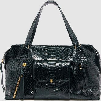 CLARIS VIROT Sac Juno Python Noir Or