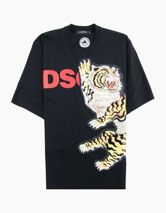 Dsquared2 Mens Dsquared2 Tiger T-shirt Black 900 - Size: 38