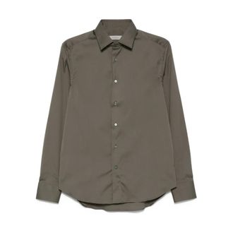 Canali Heren, Overhemden, Groen, Maat: M Katoen