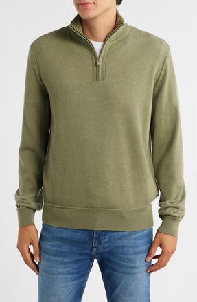 BOSS Illario Quarter Zip Sweater in Medium Green at Nordstrom, Size Xx-Large
