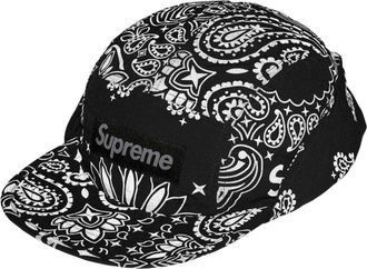 SUPREME SS26 Reflective Bandana Sunshield Camp Cap Black SUP-SS26-1048-BLK