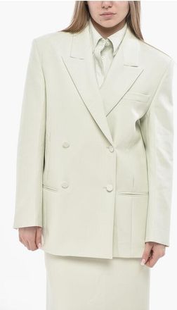 Super Blond Oversized Double-Breasted Stretch Virgin Wool Blazer size 40