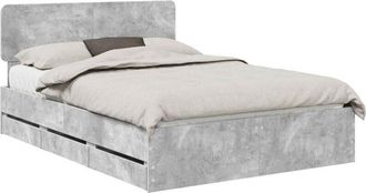 vidaXL Bed Frame Concrete Grey 140 x 200 cm Engineered Wood vidaXL