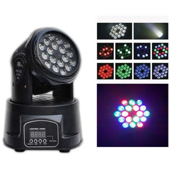 Trade Shop Led Mini Moving Head Light Luce 18x3w Raggio Rgb La Lampada Party Feste - - Trade Shop Traesio