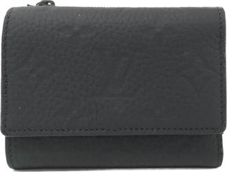 Louis Vuitton Black Leather Wallet (Tri-Fold) (Pre-Owned)