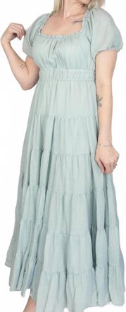 Hem & Thread Tiered Maxi Dress In Sea Mist
