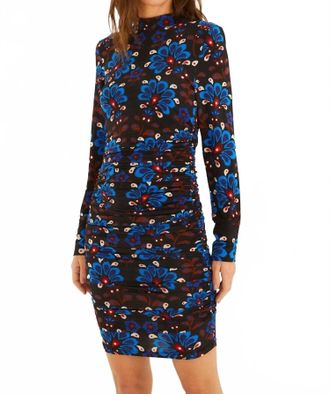 Farm Rio Latina Scarf Jersey Mini Dress In Blue