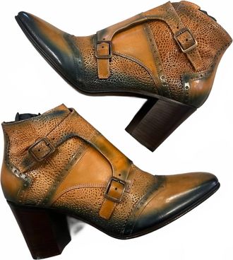 Jo Ghost Womens Art Diver Two Tone Ankle Boot In Brown