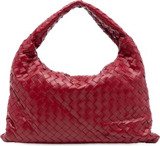 Bottega Veneta Red Small Calfskin Intrecciato Hop Hobo