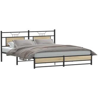 vidaXL Vidaxl - Estructura De Cama Sin Colch&oacute;n Metal Roble Sonoma 183x213 Cm