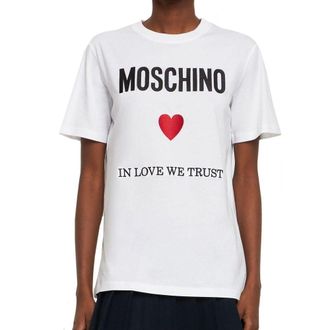 Moschino Logo-Embroidered Cotton T-Shirt - White