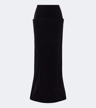 Alaia Ala&iuml;a Cotton velvet maxi skirt