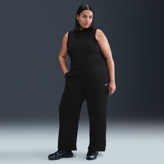 Nike Womens Nike Sportswear Phoenix Fleece High-Waisted Pants (Plus Size) in Black | IH1013-010