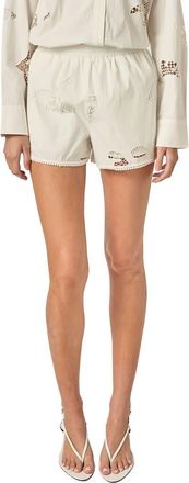 English Factory Embroidered Cotton Poplin Shorts in Off White at Nordstrom, Size X-Small