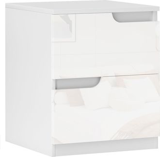HOMCOM Modern Bedside Table With 2 Drawers For Bedroom - Living Room - White | TJ Hughes