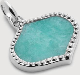 Monica Vinader Sterling Silver Lotus Gemstone Pendant Amazonite