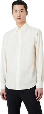 Emporio Armani Heren overhemd met gestructureerde lange mouwen (Wit)