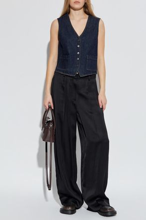 Frame Denim Denim Vest, Womens, Navy Blue