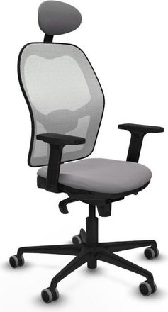 Piqueras y Crespo Piqueras Y Crespo - Jorquera Sincro Malla Blanca Similpiel Gris Brazos 2d Base Nailon Cabecero Fijo Ruedas 65mm Engomada