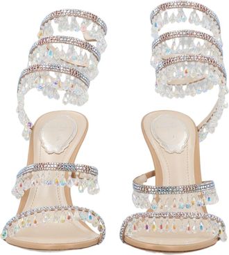 Rene Caovilla Chandelier Crystal High-Heeled Satin Sandals