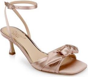 Badgley Mischka Emeli Ankle Strap Sandal in Beige Satin at Nordstrom Rack, Size 7.5