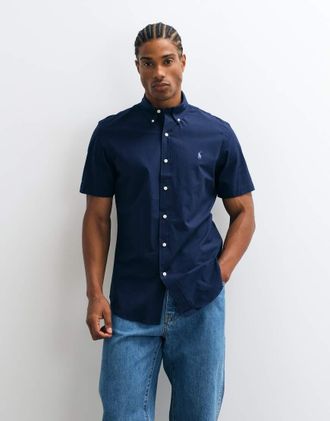 Polo Ralph Lauren custom fit camicia sportiva a maniche corte navy-blu navy