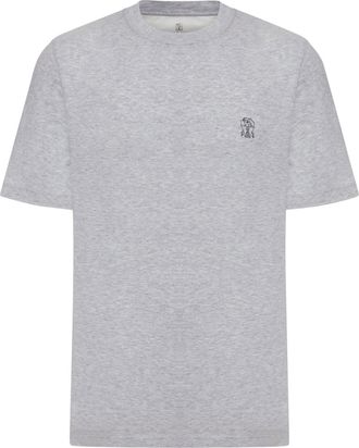 Brunello Cucinelli COTTON T-SHIRT WITH CONTRASTING LOGO PRINT - Brunello Cucinelli - Man