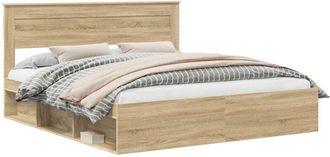 vidaXL Bed Frame with Headboard Sonoma 200 x 200 cm Solid Pine Wood vidaXL