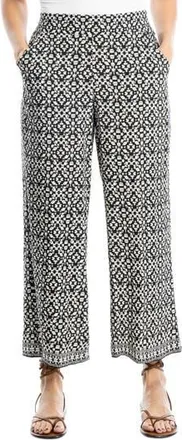 Max Studio Wide Leg Pull-On Crop Pants in Black /Cream Ikat Lattice at Nordstrom Rack, Size X-Small