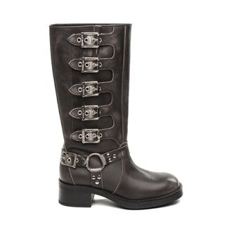 Steve Madden Battle Boot Donkergrijs Leer