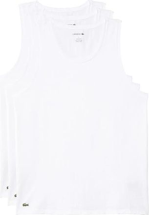Lacoste 100% Cotton Slim Fit Tank Top 3-pack Mens T Shirt White : 2XL