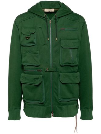 MASTERMIND WORLD multiple cargo pockets hoodie - men - Polyester/Cotton - S - Green