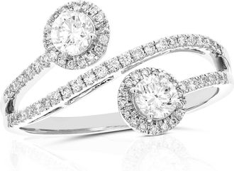 Vir Jewels 3/4 cttw Lab Grown Diamond 2 Stone Engagement Ring in 14K White Gold For Women