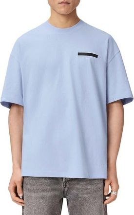 AllSaints Redact Mock Neck Graphic T-Shirt in Villa Blue at Nordstrom, Size Xx-Large