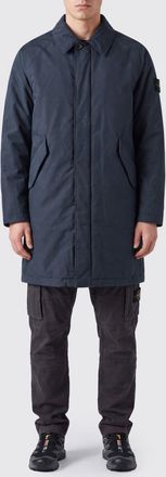 Stone Island Single-Breasted Knee-Length Trench Coat in Nylon with Logo Patch