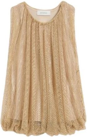 Max Mara Mesh Top met Kristallen - Dames - Tops zonder mouwen - Bruin - S - Tops