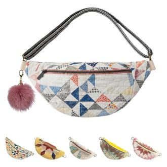 Generic Vintage-Inspired Patchwork Quilted Sling Bag,Handmade Lightweight Curved Boho Crossbody Bag,Large Capacity Shoulder Satchel