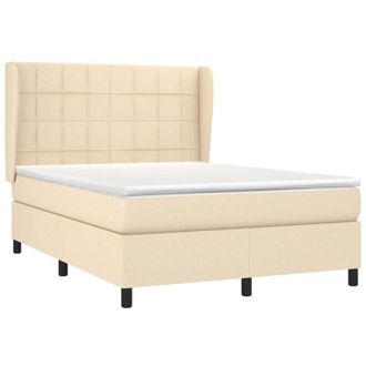 vidaXL Cama Box Spring Con Colch&oacute;n Tela Color Crema 140x200 Cm Vidaxl